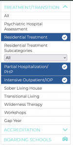 image of the filters for young adult options