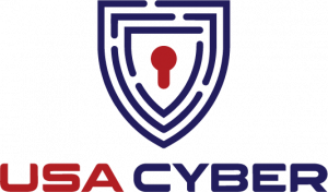 The USA Cyber logo featuring a shield in blue and red, with 'USA' in red text and 'Cyber' in blue text.