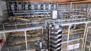 View of the four-aisle shuttle system inside the C-LOG fulfillment center