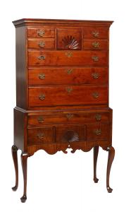 American 18th century Litchfield County (Conn.) Queen Anne walnut highboy (est. $1,000-$2,000).
