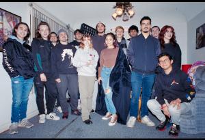 Isa Gutiérrez with the crew from the filming of "True Love." the crew of 