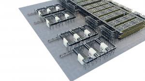 3D rendering showing the SmartPocket system by TGW Logistics