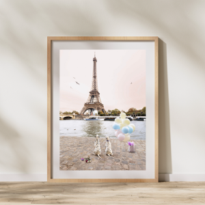 Framed photo of dalmatians in front of the Eiffel Tower