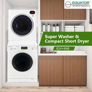 Equator 13lbs White Compact Washer 2.6 Cu.Ft White Compact Dryer - Stackable Set