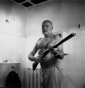 Hemingway with shotgun