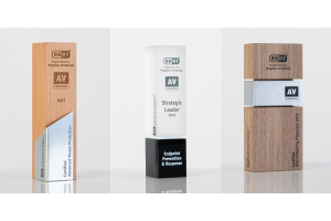 Three Trophies with the inscription of ESET Certified Advanced Threat Protection, Endpoint Prevention and Response, Anti-Tampering Protection 2023 and the logo of AV-Comparatives