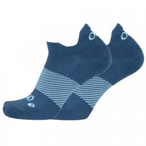 Picture of navy Wicked Comfort socks with light blue detail in the arch.