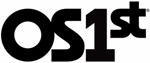 OS1st black logo on a white background