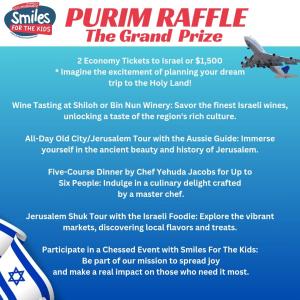 Smiles for the Kids Launches Raffle Fundraiser to Support Purim Activities in Israel