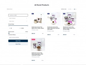 Four sizes and ways to buy the Sisters Mushroom coffee; an image showing the options