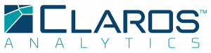 A dark blue and teal logo of a geometric graph shape and the text "Claros Analytics"