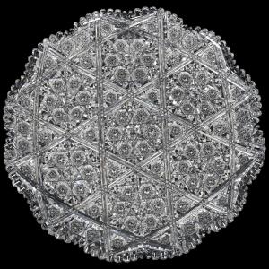 American Brilliant Cut Glass round tray signed Egginton, in the Arabian II pattern, 14 inches in diameter and a fantastic example, pulled from the Bill Atzenhoffer estate (est. $5,000-$8,000).