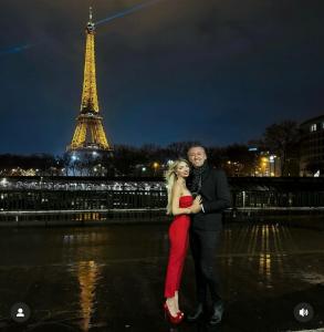 Prince Mario-Max Schaumburg-Lippe and Andrea AJ Catsimatidis in Paris France at Eiffeltower (c) 2024