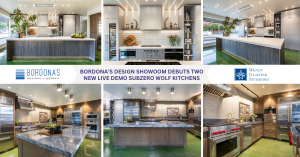 Bordona’s design showoom debuts two new live demo SubZero Wolf kitchens in Oakdale, California.