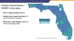 65 out of Florida's 67 counties have dental health professional shortage areas.