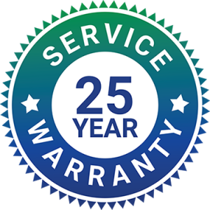 badge showing 25 year solar warranty for virtue solar