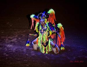 Brian Hammill dances a Fancy Dance in full Native American regalia