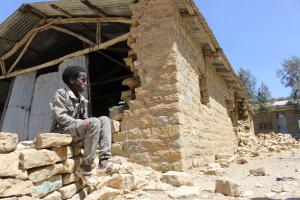 Student in conflict damaged school in Tigray Ethiopia