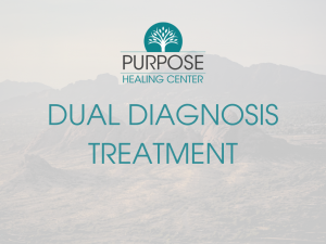A mountain scene shows the concept of Accredited treatment for co-occurring mental health and substance use disorders at Purpose