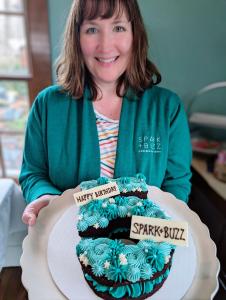 Gaithersburg-based strategic communications consultancy Spark + Buzz celebrates five years in business with a custom cake.