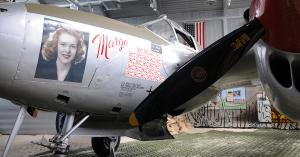 P-38 Lightning in the markings of Marge on display at the Richard I. Bong WWII Heritage Center in Superior, Wisconsin