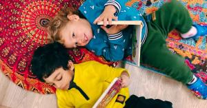 Quiet reading time in a toddler classroom