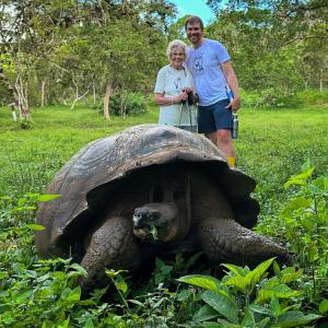 Grandma Joy and Brad visiting the Galapagos islands