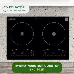 Equator 120V 20 Inch 1 Induction And 1 Ceramic Electric Hybrid Cooktop, Black