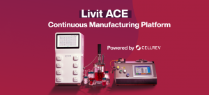 The Livit ACE continuous manufacturing platform against a red background