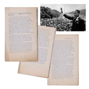 Original mimeograph titled “Advance Text of speech to be delivered by Dr. Martin Luther King, Jr.” (better known as his “I Have a Dream Speech”), which King delivered later that day, August 28, 1963, in his March on Washington (est. $20,000-$30,000).