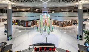 Interior of Newark Airport, showing terrazzo floor