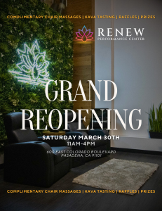 Renew Performance Center Grand Opening flyer