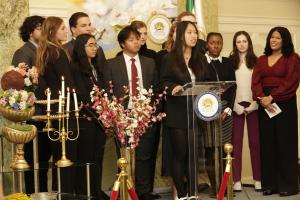 American students from various universities in the Washington, DC delivering a message of support to the youths in Iran at NCRI-US Nowruz celebration.