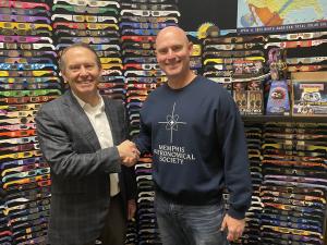 American Paper Optics CEO John Jerit with Jeremy Veldman Memphis Astronomical Society at the US-based facility where they are busy making 75 million eclipse glasses for the upcoming Total Solar Eclipse.