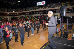 300+ people took part in the Comic Relief Soul Line Dance Challenge at the Copper Box Arena