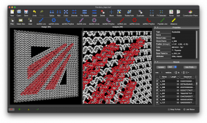 Insēquio was used to recreate Parabon's logo using strands of DNA.  It is shown on the left. On the right is a close up of a portion of the logo along with an image from the inSēquio software interface.
