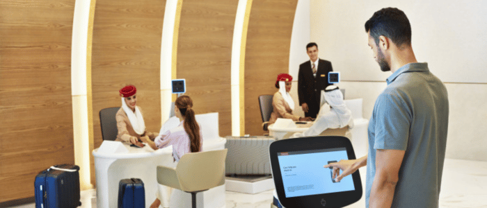 Emirates' airport lobby.