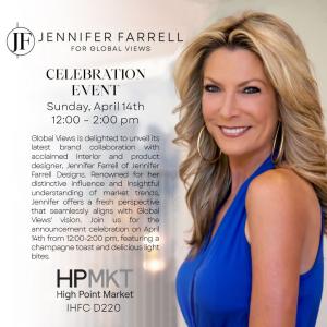 Global Views is delighted to unveil its latest brand collaboration with acclaimed interior and product designer, Jennifer Farrell of Jennifer Farrell Designs on April 14th from 12-2 pm at High Point Market.