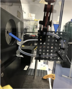 Mechanical thrombectomy device navigating a tortuous course with precision. MSI RX650 with expandable sphere in adjustable iris.
