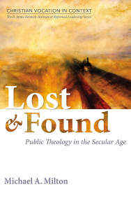 The cover image of  Lost and Found: public theology in the secular age by Dr. Michael A. Milton, incorporates the famous painting by JMW Turner, “ Rain, Steam, and Speed – The Great Western Railway” (1844).