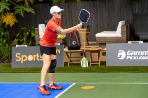 Pickleball Pro, Sarah Ansboury,  with a Gamma Paddle