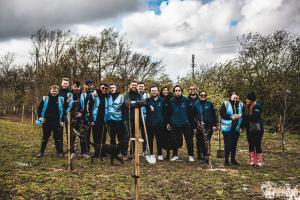 The Think Team led by Joe Hitchings after planting 96 trees on Good Friday