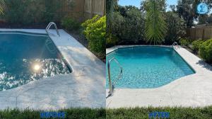 Pool Area Softwash Cleaning Before and After