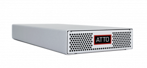 ATTO XstreamCORE 8100T intelligent bridge - a simple-to-use and cost-effective solution enabling customers to seamlessly connect SAS tape drives to an existing Ethernet network.