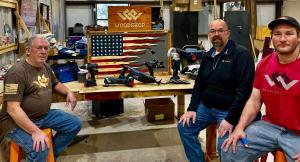 Warriors Heart is grateful to collaborate with Bosch Power Tools North America to Empower Military, Veterans and First Responders in Recovery. L to R: David McKeown, Joel Rodriguez (Bosch), Joel Courtney (shop manager).