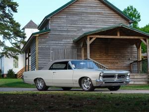 A modified 1965 Pontiac GTO on display. 