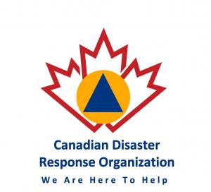 Canadian Disaster Response Organization logo is a red stylized maple leaf with a yellow inner circle overlayed with a blue triangle representing the three pillars of Education, Deployment and Advisory services offered by CDRO.