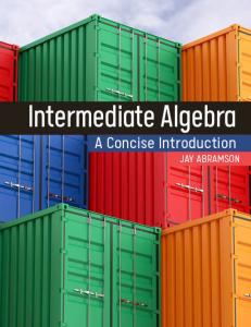 Book Cover: Intermediate Algebra: A Concise Introduction