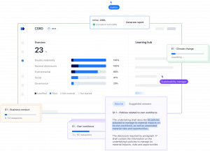 A visual of Coolset's sustainability compliance software solution, starting with CSRD