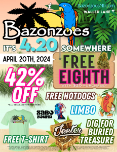 Bazonzoes ‘It’s 4:20 Somewhere’ theme celebrates canna-holiday with limbo and buried tree-sures